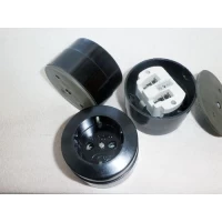 Розетка ФК круглая РА16-У22 с заземлением черная Житомир