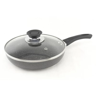 Сковорода 22 См С Крышкой,Мраморное Покрытие A-PLUS 1107