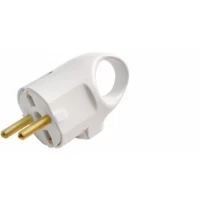 Вилка штепсельная боковая С КОЛЬЦОМ с заземлением БЕЛАЯ (400) SV-102Б