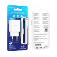 Home Charger | 20W | PD | 2 QC3.0 | Lightning Cable (1m) — Borofone BA70A — White