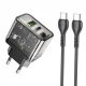 Home Charger 20W 1U 1C PD QC3.0 C to C Cable (1m) Hoco N34 Dazzling — Transparent Black