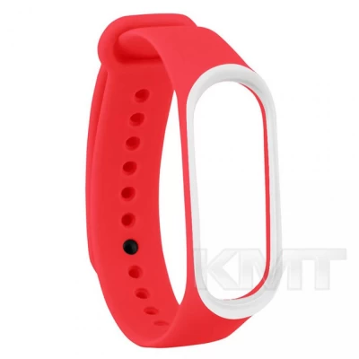 Ремінець Silicone Line — Xiaomi Mi Band 5 | 6 — Red & White