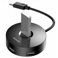 USB-хаб Baseus CAHUB-G AirJoy, USB-C → 1 × USB 3.0 + 3 × USB 2.0, кабель 10 см — CAHUB-G01 Black