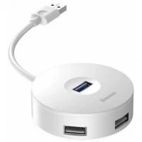 USB-хаб Baseus CAHUB-F AirJoy, USB-A → 1 × USB 3.0 + 3 × USB 2.0, кабель 10 см — CAHUB-F02 White