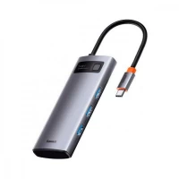 USB-хаб Baseus WKWG020013 Metal Gleam Series, USB-C, 5 в 1, версія 30 Гц — Grey — WKWG020013 Gray USB-хаб Baseus WKWG020013 Metal Gleam Series, USB-C, 5 в 1, версія 30 Гц — Grey — WKWG020013 Gray
