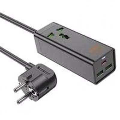 Power Extension 2U | 1P | 1C — Hoco AC9A  — White