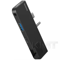 Baseus (CAHUB-FG01) Multifunctional HUB for Surface Go(Type-C+Audio to RJ45+USB3.0+Type-C(data)+Audio) — CAHUB-FG01 Black