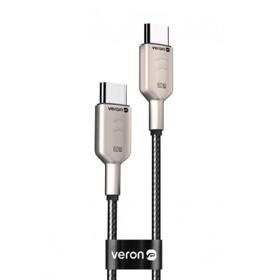 Кабель USB C to C 60W (1m) — Veron CC04 Nylon — Black