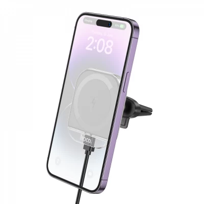 Car Holder — Hoco HW17 Magic magnetic wireless fast charging __ — Gray Car Holder — Hoco HW17 Magic magnetic wireless fast charging __ — Gray