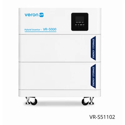 Гибридный инвертор VR-S51102 с двумя аккумуляторами 10,24KWh с корпусом на колесах LiFePo4 Гибридный инвертор VR-S51102 с двумя аккумуляторами 10,24KWh с корпусом на колесах LiFePo4