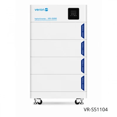 Гибридный инвертор VR-S51104 с четырьмя аккумуляторами 20,48KWh с корпусом на колесах LiFePo4 Гибридный инвертор VR-S51104 с четырьмя аккумуляторами 20,48KWh с корпусом на колесах LiFePo4