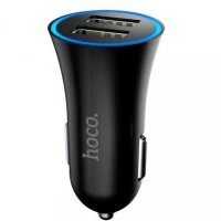 Car Charger | 12W | 2 USB — Hoco UC204 — Black