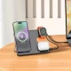 Magnetic Wireless Charger 3 in 1 Hoco CQ1 Geek folding for iWatch — black Magnetic Wireless Charger 3 in 1 Hoco CQ1 Geek folding for iWatch — black