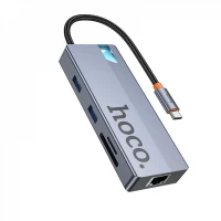 HUB USB C To HDTV ; RJ45 ; SD/TF ; PD ; Type-C3.0 2USB — Hoco HB52