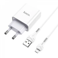 Home Charger 2.1A 1U Micro Cable (1m) Hoco C81A — White Home Charger 2.1A 1U Micro Cable (1m) Hoco C81A — White