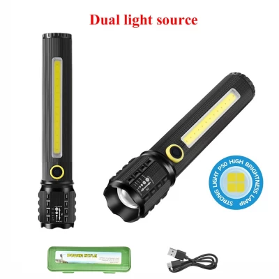Фонарь ручной Аккумуляторный LED C73 с боковым диодом три режима работы, основной свет, боковой LED свет и стробоскоп Фонарь ручной Аккумуляторный LED C73 с боковым диодом три режима работы, основной свет, боковой LED свет и стробоскоп