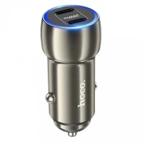 Car Charger | 40W | PD | 2 USB-C | — Hoco Z48 — Metal Gray