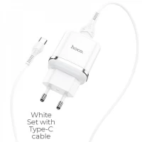 Home Charger 18W QC3.0 USB C Cable (1m) Hoco N3 — White