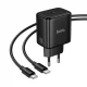 Home Charger | 40W | PD | C to C Cable (1m) — Hoco N83  — Black