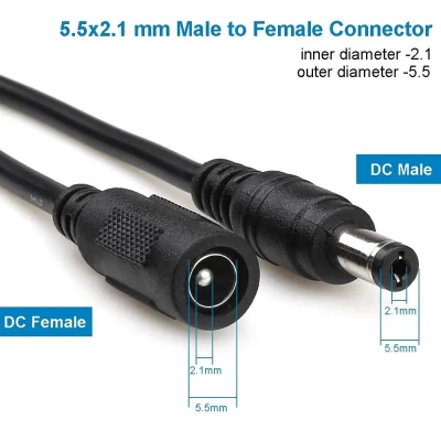 cable 2 meter Female to Male 5.5mmx2.1mm DC