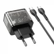 Home Charger 20W 1U 1C PD QC3.0 C to C Cable (1m) Hoco N34 Dazzling — Transparent Black