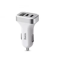 Car Charger | 15.5W | 2 USB | Digital Display — Hoco Z3 __ — White