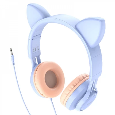 Повнорозмірні навушники 3.5mm — Hoco W36 Cat ear — Dream Blue Повнорозмірні навушники 3.5mm — Hoco W36 Cat ear — Dream Blue