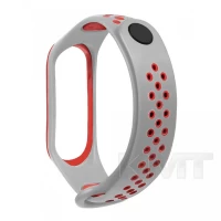 Ремінець Sport Nike Xiaomi Mi Band 3 ; 4 — Gray & Red