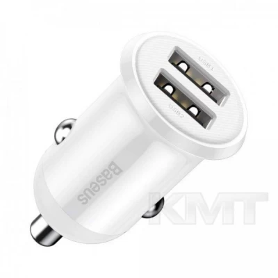 Baseus (CCALLP-01) Grain Pro Car Charger (Dual USB 4.8A ) Black — CCALLP-02 White