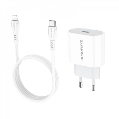 Home Charger 2.1A PD3.0 C to Lightning Cable (1m) Borofone BA61A — White