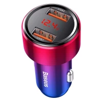 Car Charger | 45W | 2 USB | Digital Display — Baseus (CCMLC20A)  — CCMLC20A-09 Red
