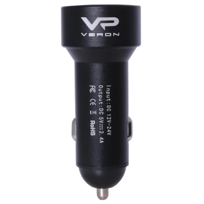 Car Charger 2.4A 2U Veron C-604A with LCD Long Car Charger 2.4A 2U Veron C-604A with LCD Long