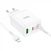 Home Charger | 35W | PD | QC3.0 | C to Lightning Cable (1m) — Hoco N33 — White Home Charger | 35W | PD | QC3.0 | C to Lightning Cable (1m) — Hoco N33 — White
