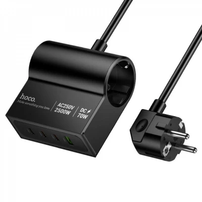 Мережевий фільтр 2500W 1U | 1P | 3C 70W | 1.5m — Hoco AC34