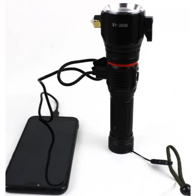Фонарь ручной аккумуляторный с USB, ZOOM, стеклобоем и магнитом — SY-2008 Фонарь ручной аккумуляторный с USB, ZOOM, стеклобоем и магнитом — SY-2008