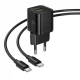 Home Charger 20W PD QC3.0 C to C Cable (1m) Hoco N65 — Black