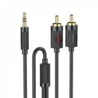 Cable Aux to 2 RCA (1m) Hoco UPA28 — Black Cable Aux to 2 RCA (1m) Hoco UPA28 — Black