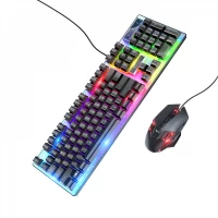 Комплект клавіатури та миші Hoco GM18 Luminous gaming keyboard and mouse set(Russian version) — Black Комплект клавіатури та миші Hoco GM18 Luminous gaming keyboard and mouse set(Russian version) — Black