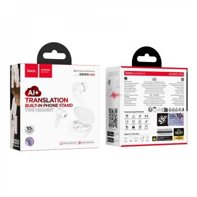 Bluetooth гарнітура TWS Hoco EQ100 — White