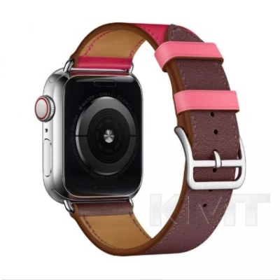 Ремешок Apple Watch Leather Series Hermes 38/40/41mm  — Rose Red/Brown