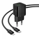 Home Charger | 20W | PD | QC3.0 | C to Lightning Cable (1m) — Hoco N65 — Black