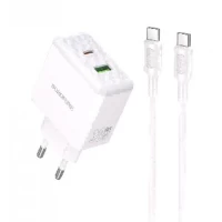 Зарядний пристрій Borofone BA113A, 30 Вт, PD, QC3.0, кабель USB-C – USB-C (1 м)