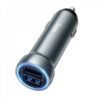 Car Charger | 17W | 2 USB — Hoco Z54 __ — Metal Grey