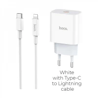 Home Charger 30W PD C to Lightning Cable (1m) Hoco C76A Pro — White