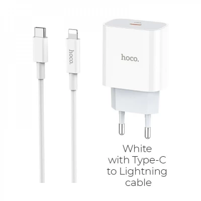 Home Charger 30W PD C to Lightning Cable (1m) Hoco C76A Pro — White