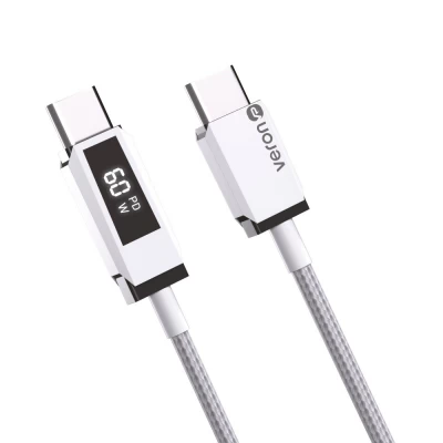 Кабель USB C to C 60W (2m) — Veron CC12 Nylon LCD — Black