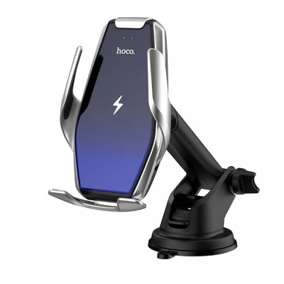Автотримач розсувний на повітропровід з бездротовою зарядкою 15W Hoco S14 — Silver Автотримач розсувний на повітропровід з бездротовою зарядкою 15W Hoco S14 — Silver