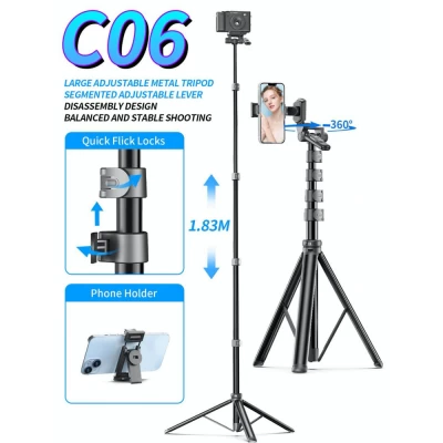 Monopod Tripod C06 | 2m Balanced and stable shooting multifunctional expansion of the metal tripod selfie stick Monopod Tripod C06 | 2m Balanced and stable shooting multifunctional expansion of the metal tripod selfie stick