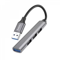 USB HUB : USB C To 4 USB — Hoco HB26  — Metal grey