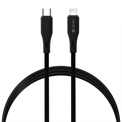Silicone Cable USB C to Lightning 27W PD (1m) — Veron CL-X82 — Black